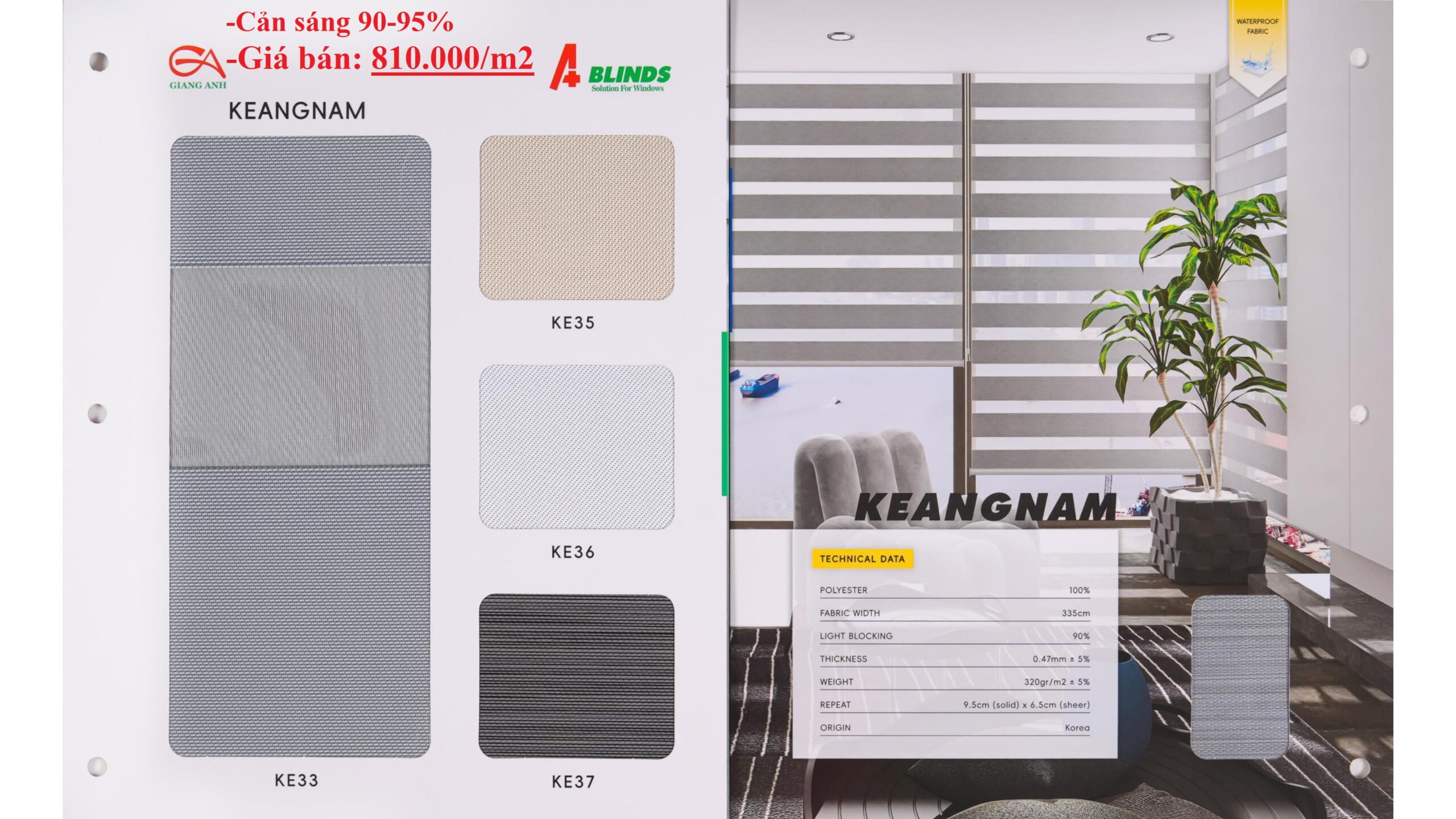 C23-KEANGNAM-810 Rem cau vong Han Quoc Ablinds Ma KEANGNAM KE
